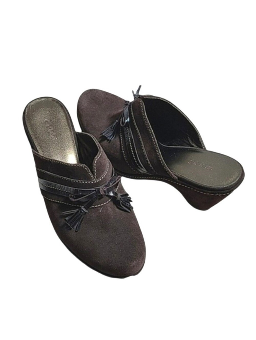Ecco Beja Tassel Mule Brown Slip On Leather Clog Size 37 US 6-6.5
